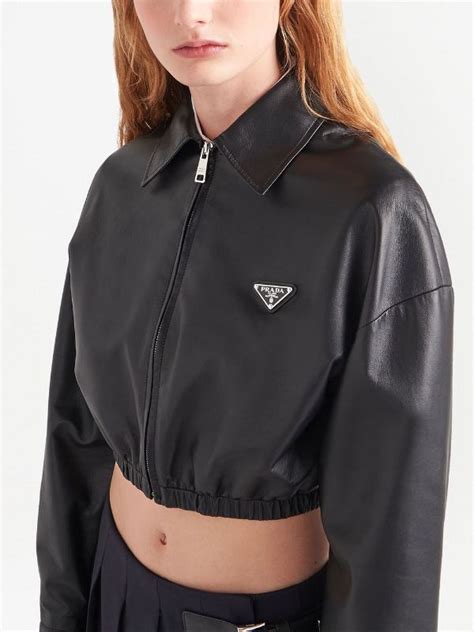 prada leather and nylon coat|prada distressed leather jacket.